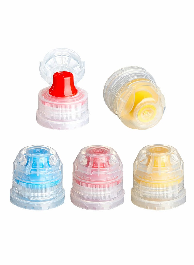 Push Pull Replacement Caps Reusable Colorful Plastic Soda Twisted Water Bottle Lid Top Suitable for  Sport Bottle Cap, Red Yellow and Blu 28 mm 30 Pcs