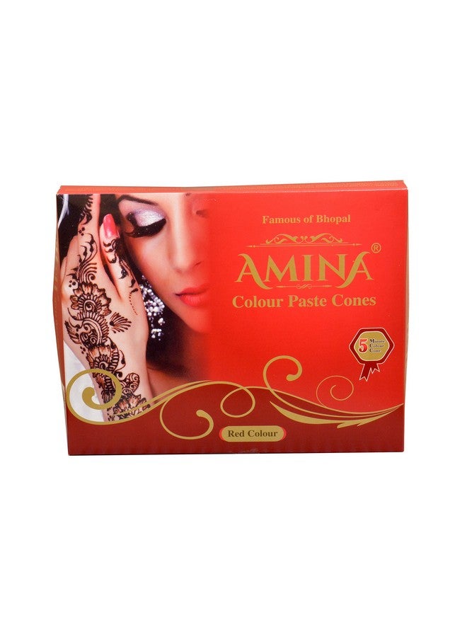 Henna Instant Tatto Outline Mehendi Cone/No Chemicals Dyes Color Paste Cone (Red Pack Of 48 Cone)