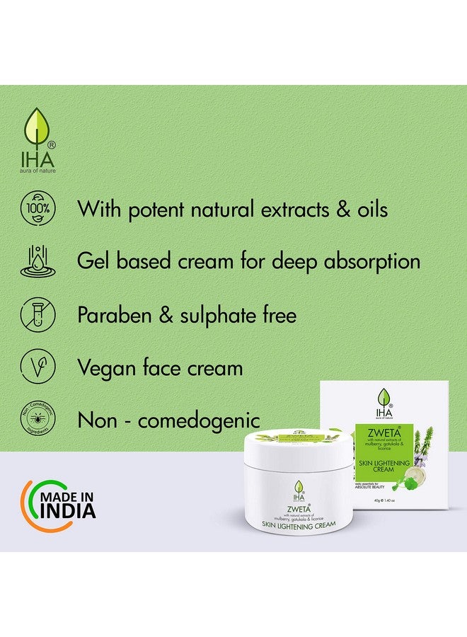 Zweta Skin Lightening Cream Herbal Face Cream Vegan Skin Brightening Cream With Mulberry Gotukola And Licorice Daily Face Cream For Women Face Glowing Cream For Normal To Dry Skin 40G