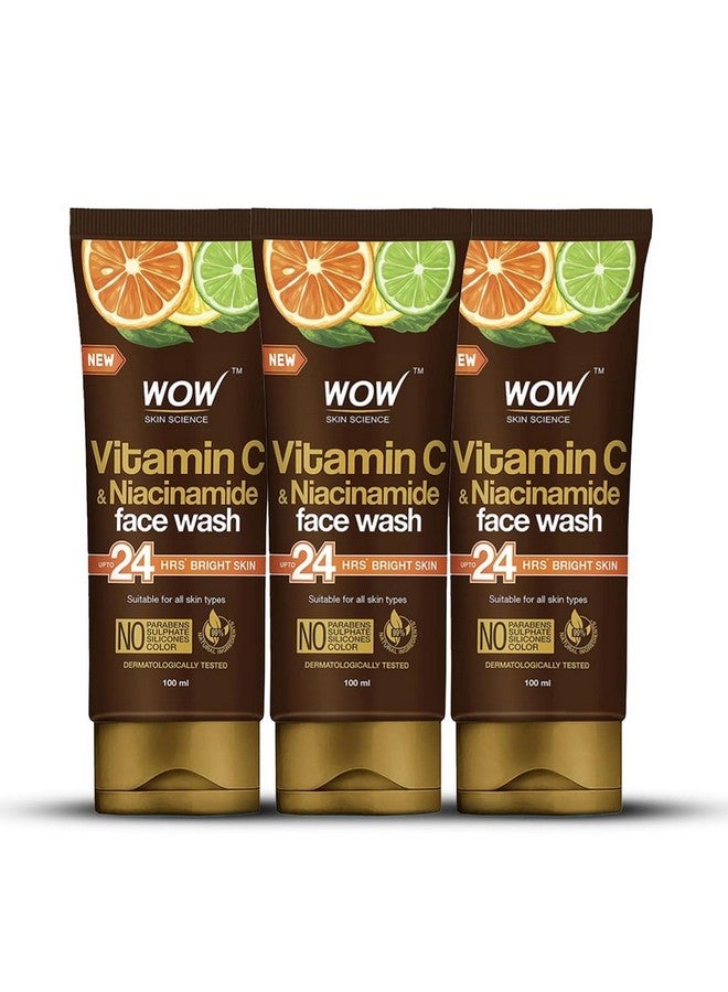 Brightening Vitamin C & Niacinamide Face Wash For Brighter Glow Paraben & Sulphates Free Face Wash For Women & Men 100 Ml Pack Of 3