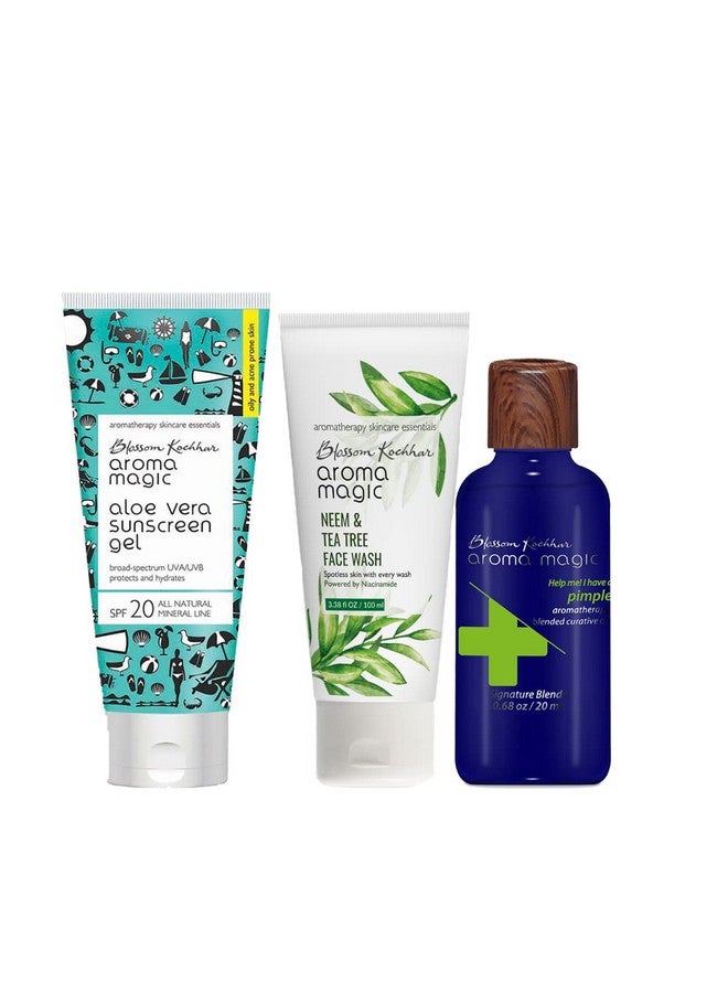 Aloe Vera Sunscreen Gel 100 Ml Neem & Tea Tree Face Wash (Niacinamide)100 Ml Pimple Curative Oil 20 Ml Combo Pack