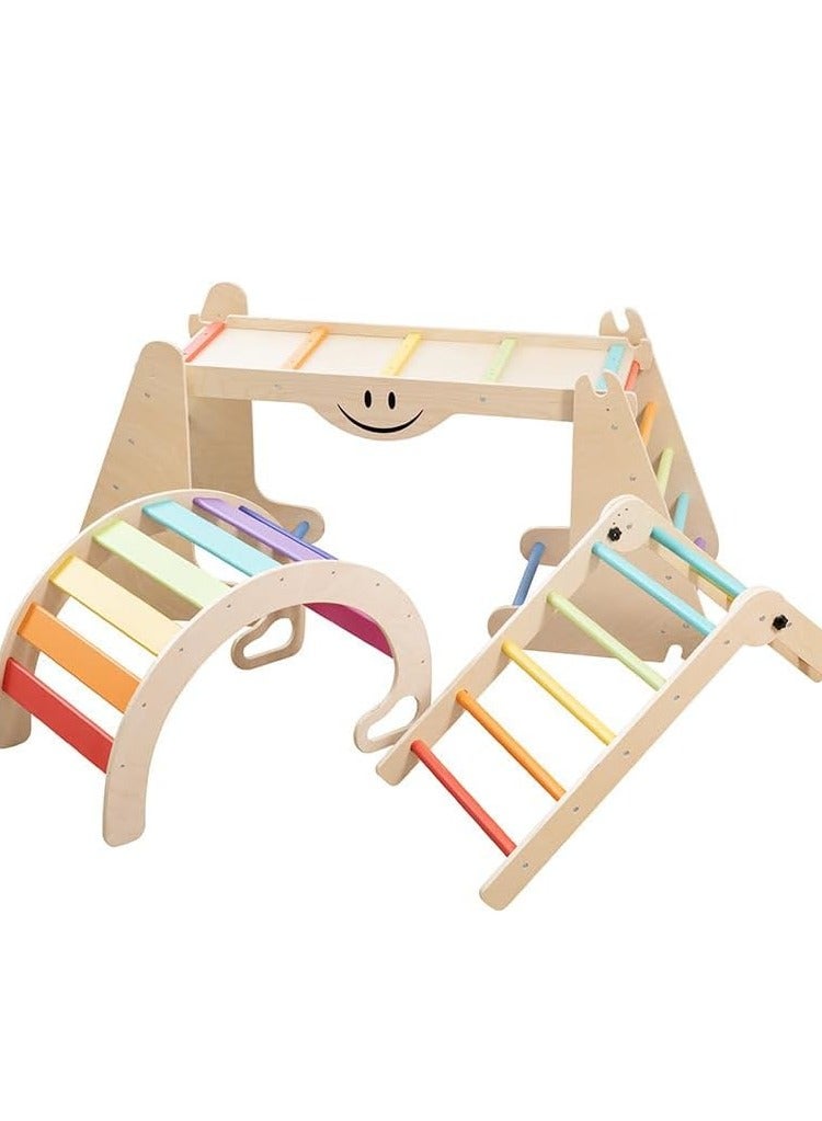 COOLBABY climbing toys for toddlers 1-3 inside Children's Wooden Climbing Frame Baby Sensory Training Climbing Frame Infant Indoor Climbing Frame Slide Combination Toys 4 pieces