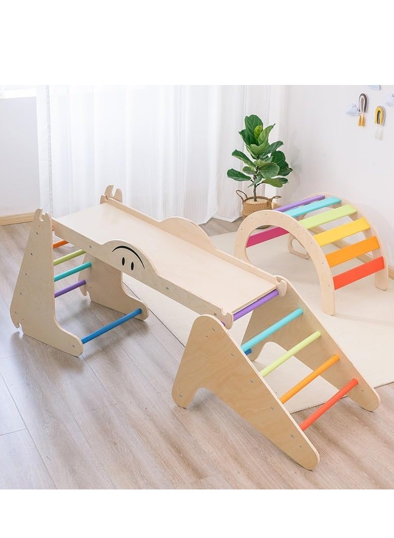 COOLBABY climbing toys for toddlers 1-3 inside Children's Wooden Climbing Frame Baby Sensory Training Climbing Frame Infant Indoor Climbing Frame Slide Combination Toys 4 pieces