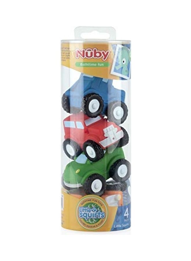 4-Pack Squirt Wheels Bath Toy Set with Box