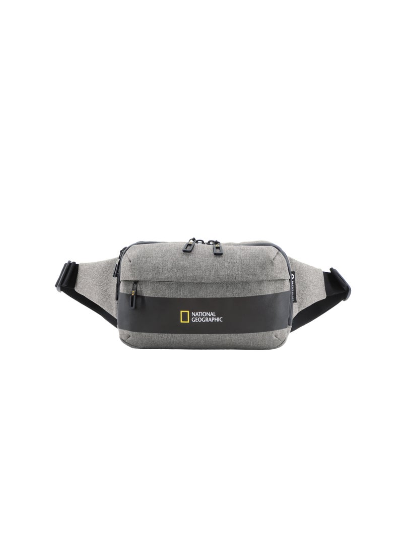 National Geographic Shadow RPET Waist Bag Grey, Hip Bag/ Belt Bag With Adjustable Strap, RFID Pocket, Suitable For Travel, Outdoors, Gym, Hiking For Men And Women