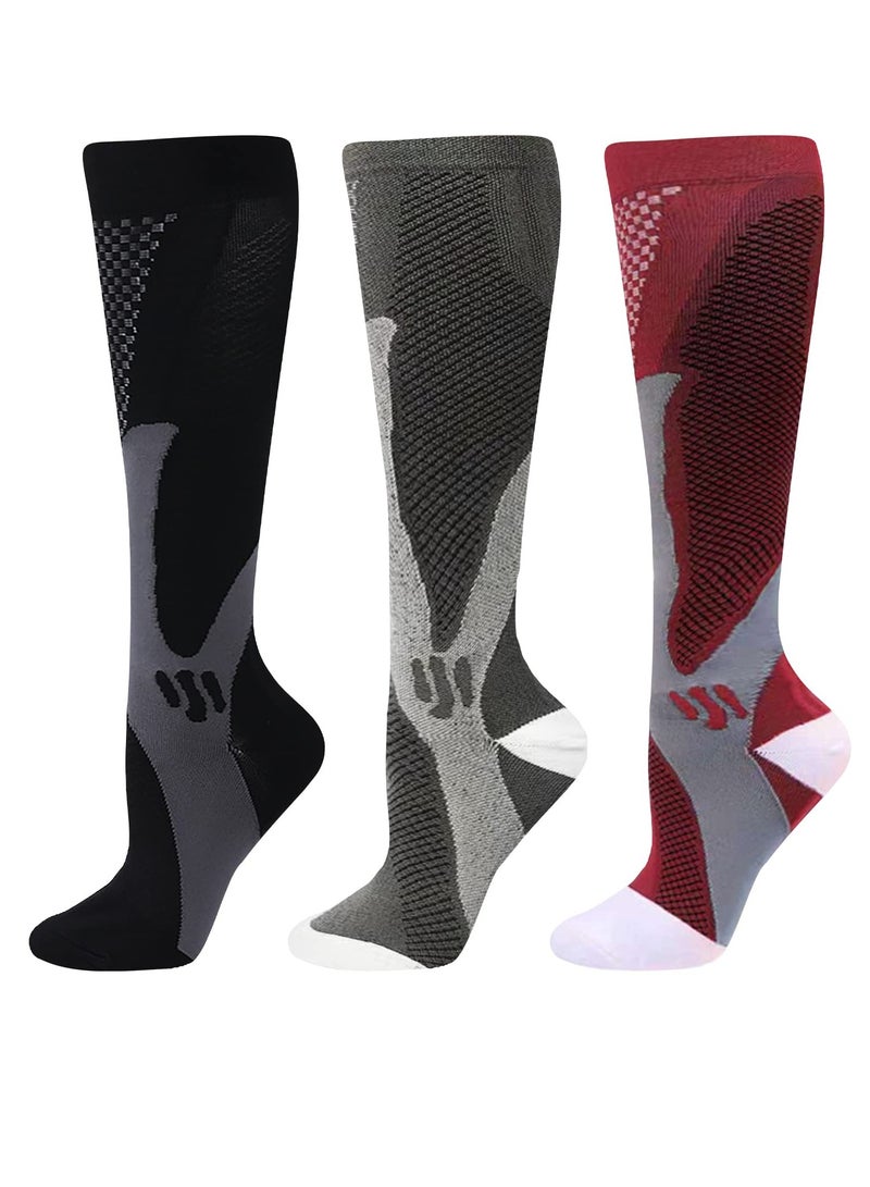 Compression Socks (3 Pairs) for Men Circulation 20-30 mmHg Medical Compression Stockings Women Nursing