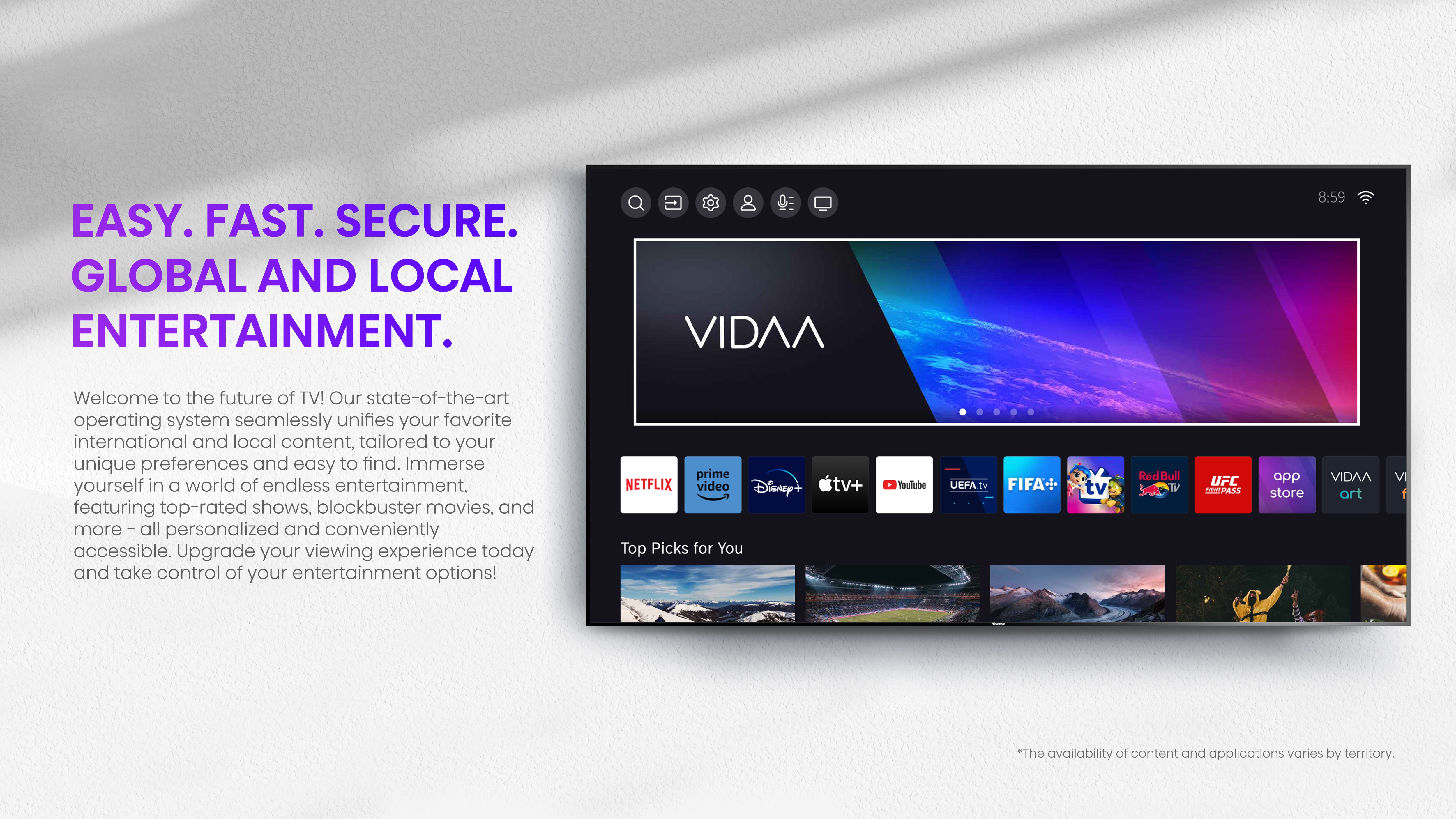 50 Inch 4K A6K smart TV | VIDA system | Dolby Vision | HDR | 60HZ | Bluetooth | Wi-Fi | New design | (2 USB - 3 HDMI) | Model (2023) - 50A6K Black
