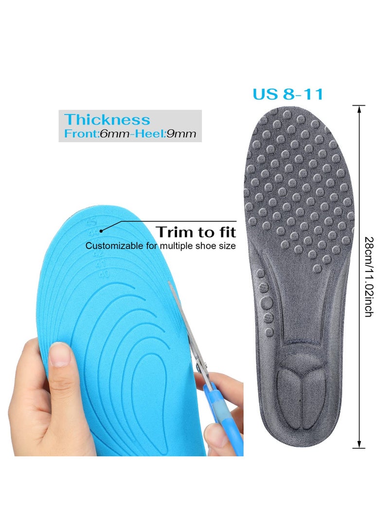 Comfortable Shoe Insoles Arch Support Insoles for Women Foot Massage Breathable Memory Foam Shoe Inserts Thick Cushion Insoles for Foot Pain Relief Working Everyday Use(6 Pairs 8-11)