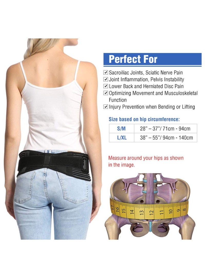 Si Belt for Women and Men Stabilizing Sciatica and Sacroiliac Support Brace, Alleviates Inflammation, Anti-Slip Trochanter Belt for SI Joint Relief(L/XL)