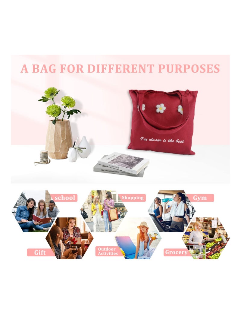 Canvas Tote Bag, Natural Cotton Shopping Tote Bags for Women Girls Ladies Canvas Shoulder Bag Handbag Reusable Shopper Totes