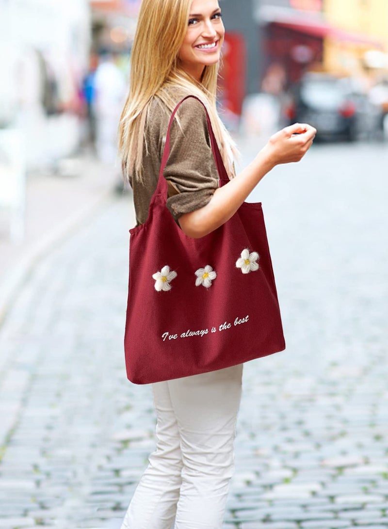 Canvas Tote Bag, Natural Cotton Shopping Tote Bags for Women Girls Ladies Canvas Shoulder Bag Handbag Reusable Shopper Totes