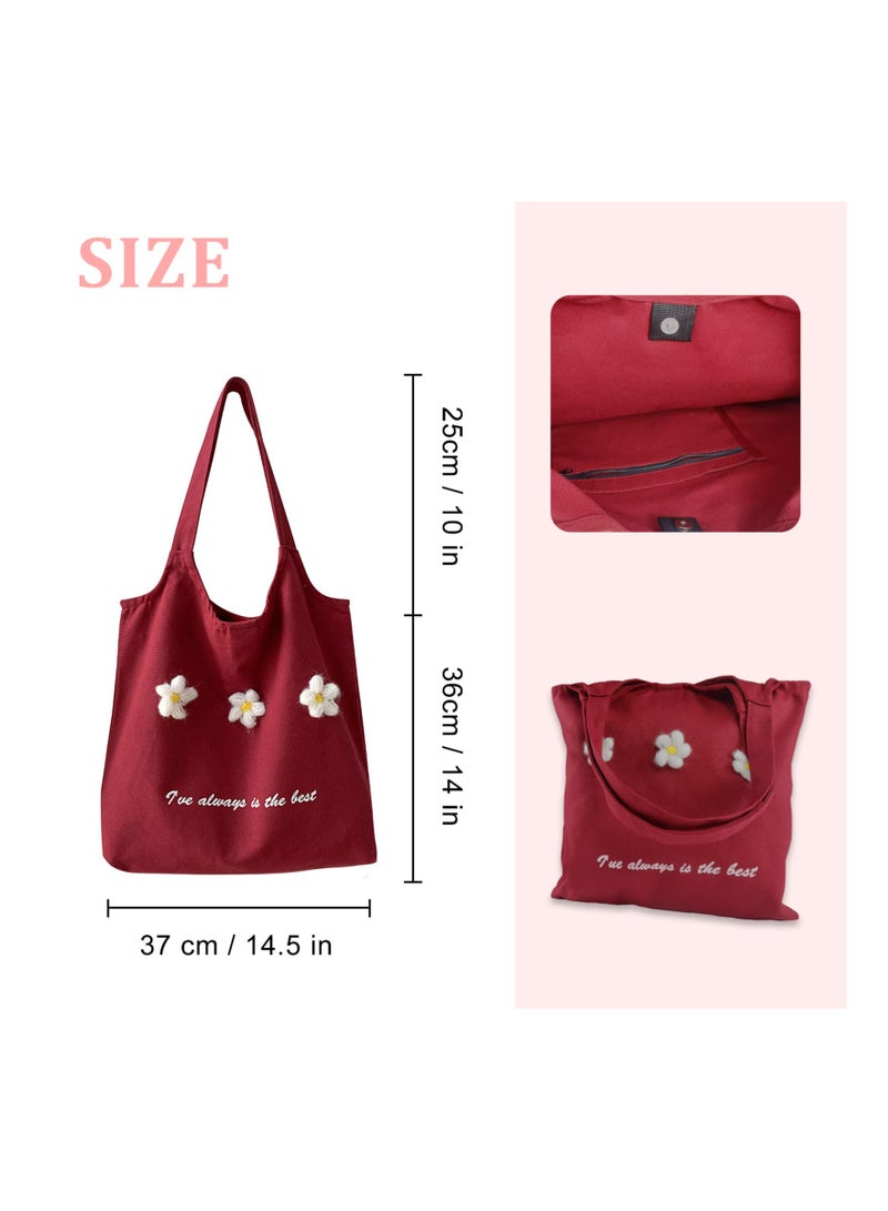 Canvas Tote Bag, Natural Cotton Shopping Tote Bags for Women Girls Ladies Canvas Shoulder Bag Handbag Reusable Shopper Totes