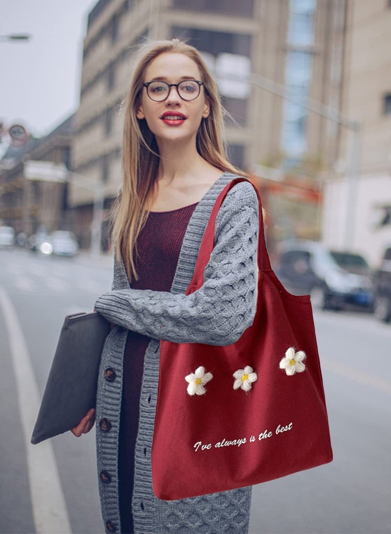 Canvas Tote Bag, Natural Cotton Shopping Tote Bags for Women Girls Ladies Canvas Shoulder Bag Handbag Reusable Shopper Totes