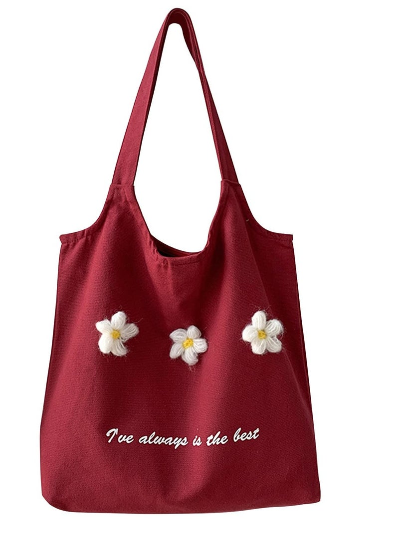 Canvas Tote Bag, Natural Cotton Shopping Tote Bags for Women Girls Ladies Canvas Shoulder Bag Handbag Reusable Shopper Totes