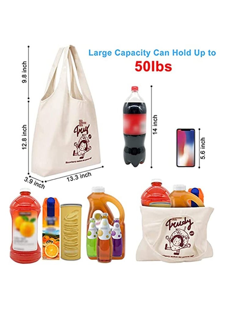 Canvas Tote Bags, with Inner Pocket Reusable Grocery Bags Bulk Reusable Shopping Bags Large Capacity Machine Washable