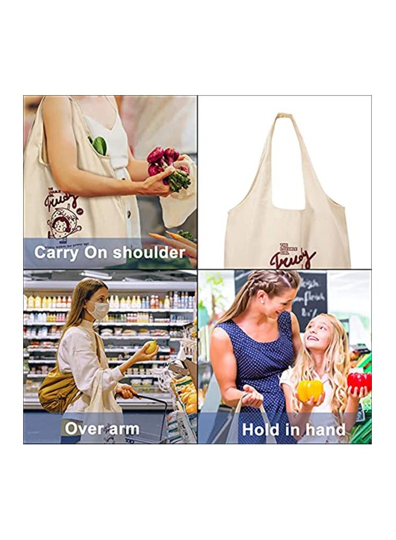 Canvas Tote Bags, with Inner Pocket Reusable Grocery Bags Bulk Reusable Shopping Bags Large Capacity Machine Washable