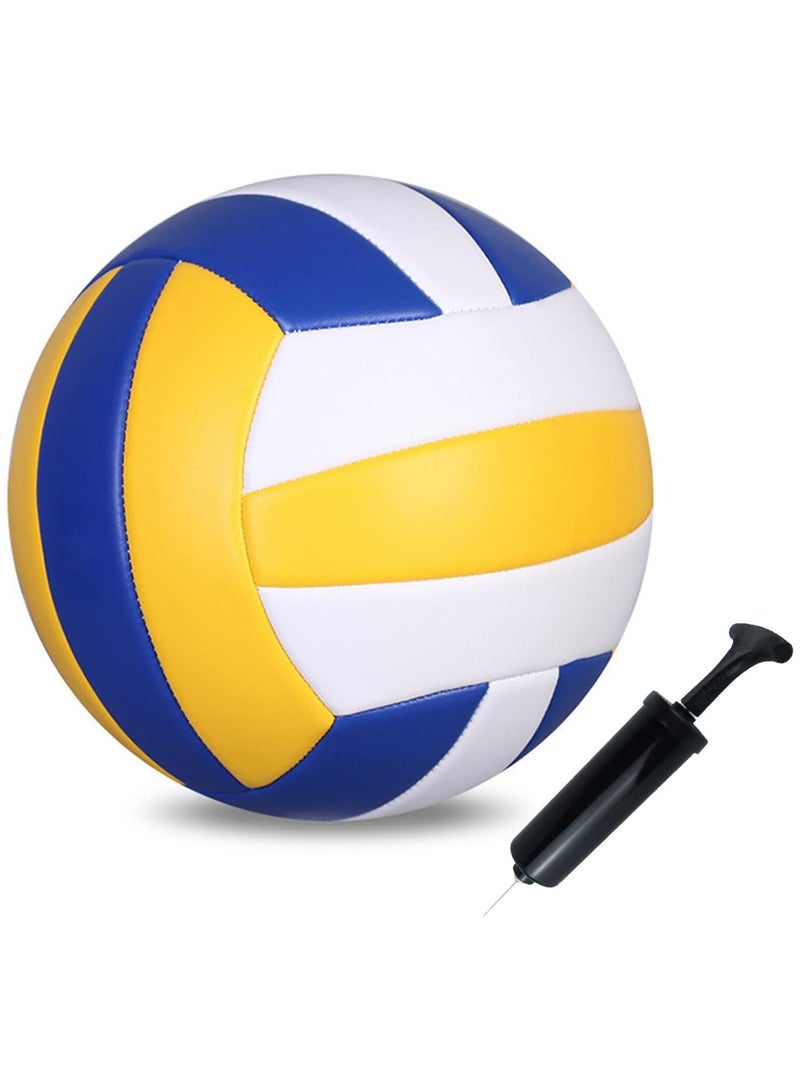 Volleyball, Official Size 5 Indoor Outdoor with Pump and Needle Sand Beach Pool, Soft PVC Waterproof Balls Gift School Coach Team Sports Training Practice, Automatic Machine Manufacture