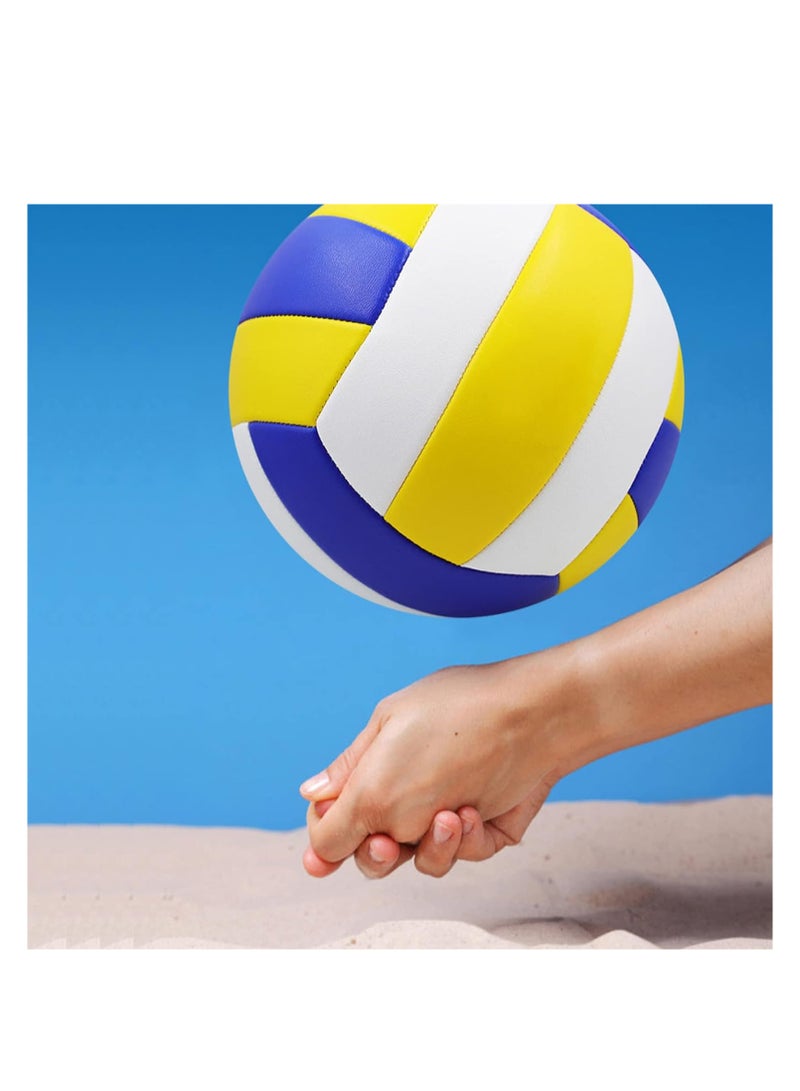 Volleyball, Official Size 5 Indoor Outdoor with Pump and Needle Sand Beach Pool, Soft PVC Waterproof Balls Gift School Coach Team Sports Training Practice, Automatic Machine Manufacture