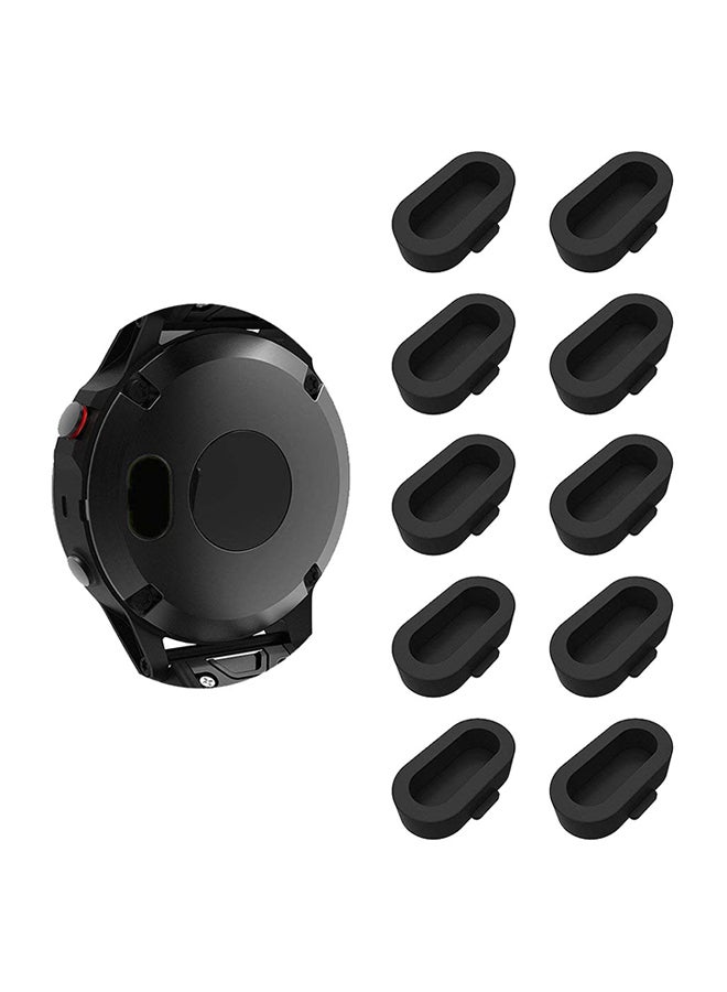 10-Piece Watch Sensor Plug Anti-Dust Dustproof Cover Cap For Garmin Fenix 5/5s/5x Black