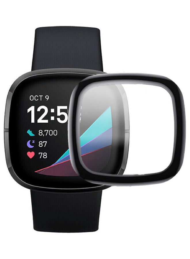 Full Coverage Curved Screen Protector For Fitbit Sense Clear/Black