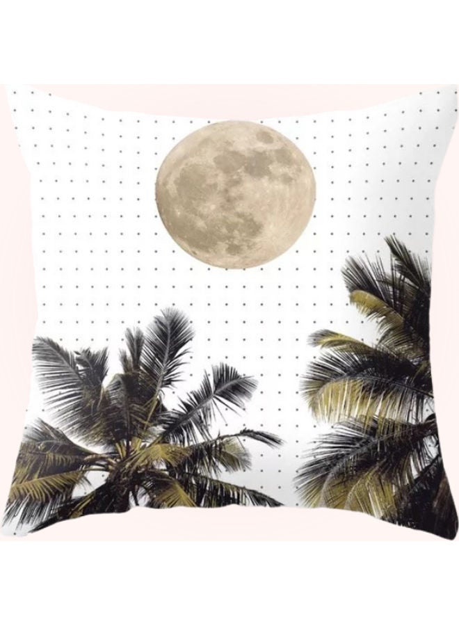 Big Moon Around Palms Design Cushion Cover Multicolour 45x45cm