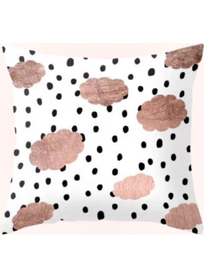 Polka Dots With Clouds Design Cushion Cover Multicolour 45x45cm