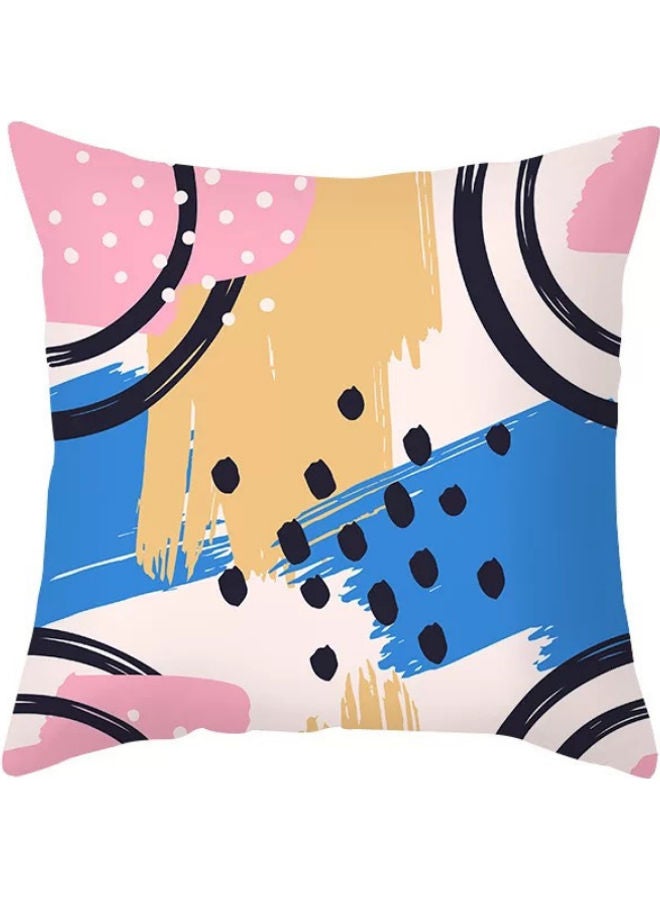 Abstract Printed Cushion Cover Pink/Blue/Black 45x45cm