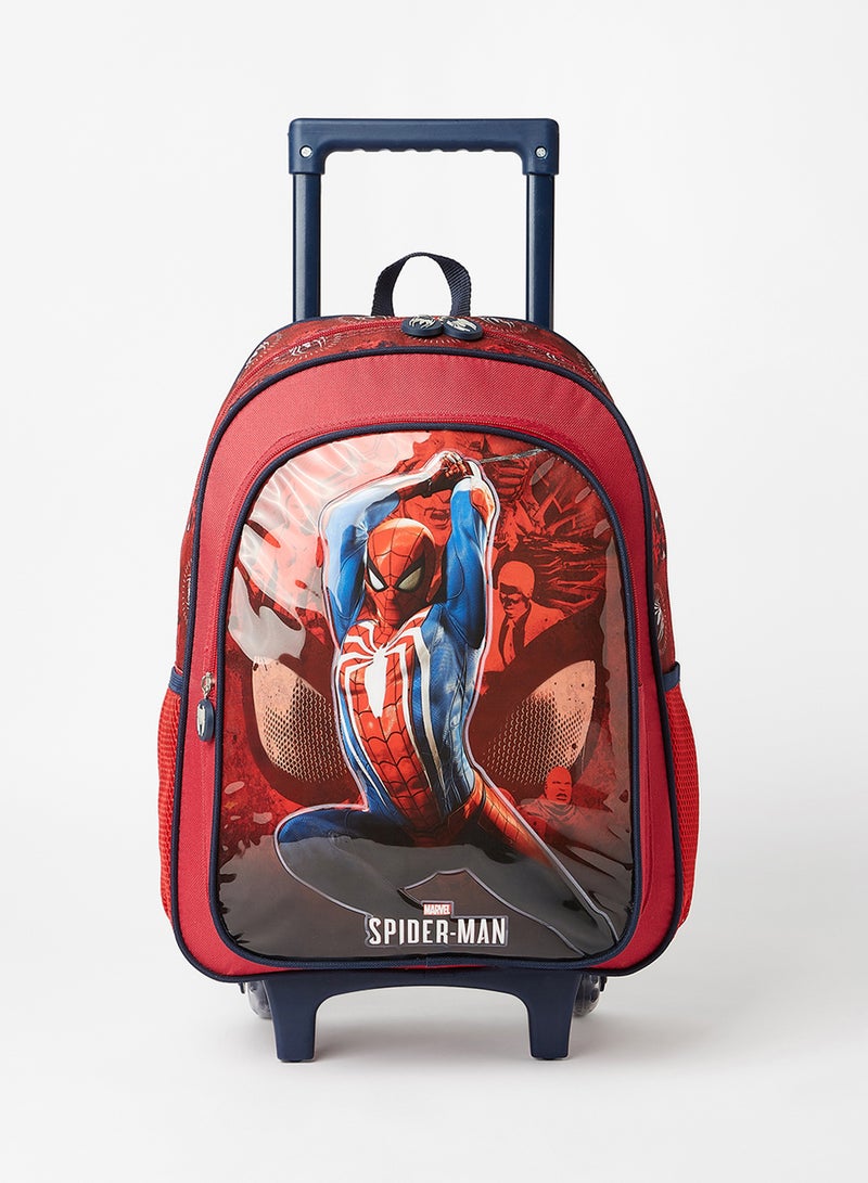 5 Piece Spiderman Boys Trolley Backpack Set 16 Inch Red