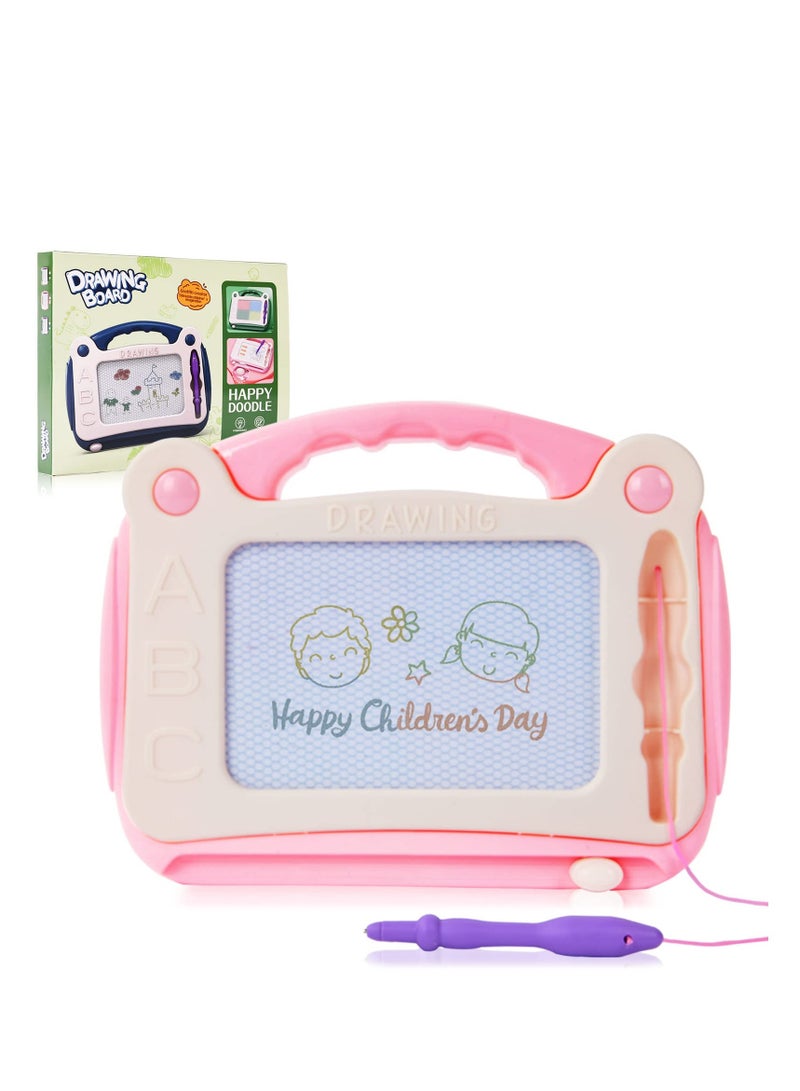 Coloring Magnetic Drawing Board, Toddler Learning Toys for Little Girl Boy, Painting Sketch Pad, Erasable Doodle Sketch Pad with Stampers Cards, Birthday Travel Toys for 3 4 5 6 Years Kid (Pink)