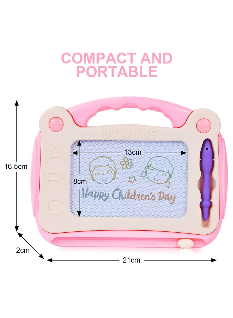 Coloring Magnetic Drawing Board, Toddler Learning Toys for Little Girl Boy, Painting Sketch Pad, Erasable Doodle Sketch Pad with Stampers Cards, Birthday Travel Toys for 3 4 5 6 Years Kid (Pink)