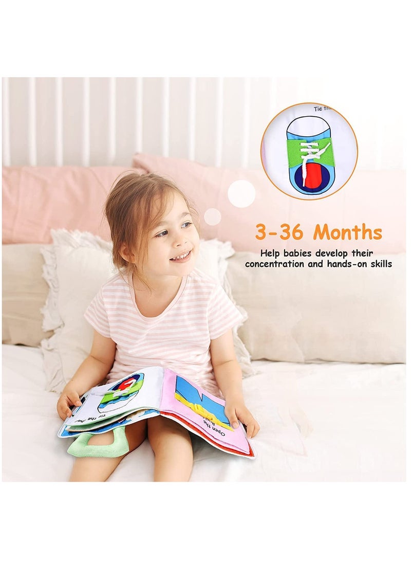 Baby Cloth Books, Baby Soft Books Quiet Book for Toddlers, Baby Bath Cloth Book, Early Learning Babies First Books Gifts for 0-3-Year-Old Toddlers