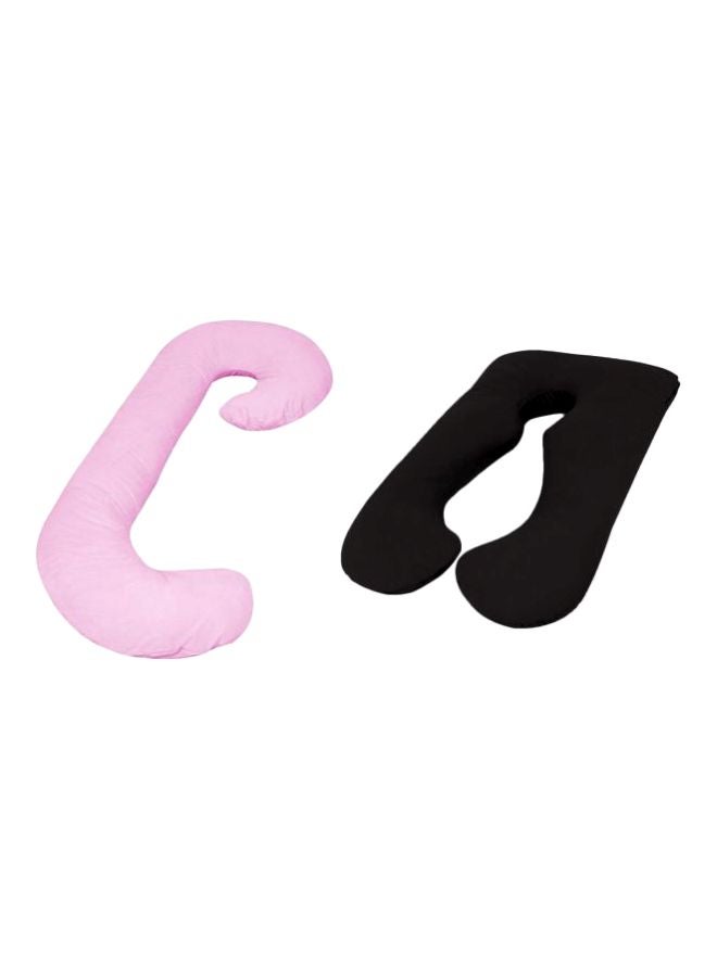 2-Piece C-Shaped And U-Shaped Maternity Pillow Pink/Black Free