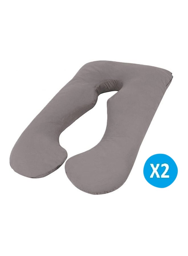 2-Piece U Shape Pregnancy And Maternity Pillow Grey