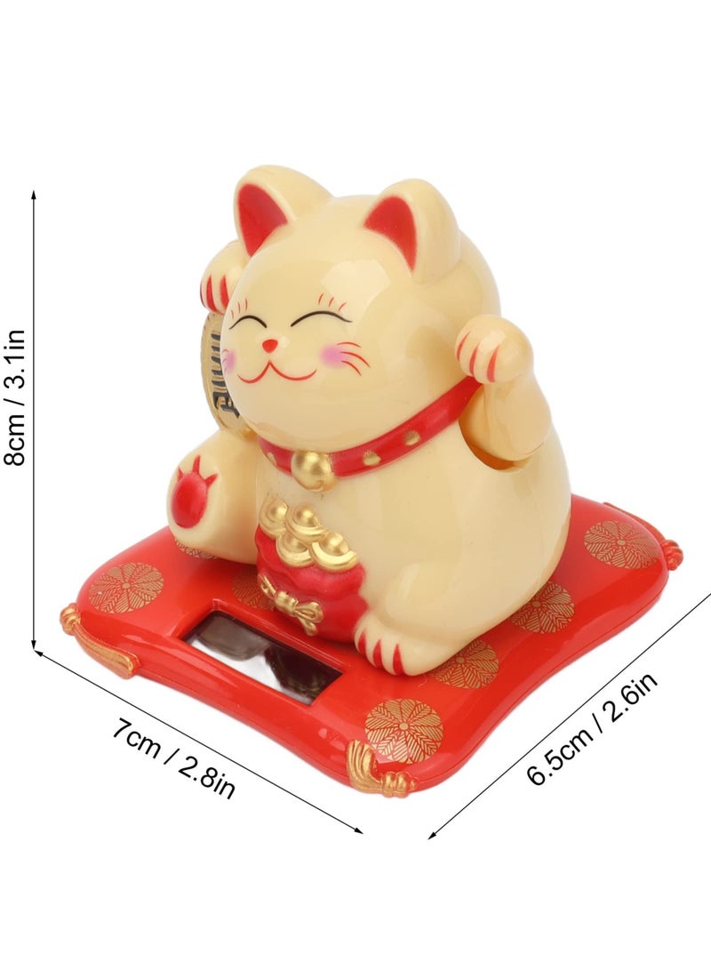 Solar Powered Waving Cat, Good Luck Cat, Welcoming Cat, Dashboard Decorations, for Home or Office Display, Gift for Friends or Colleagues (White)