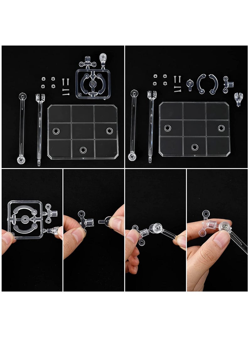 8Pcs Action Figure Stand Assembly Action Figure Display Holder Base Doll Model Support Stand for 6 inch Action Figures or Effects Clear 1/144 HG/RG Figure Model Toy