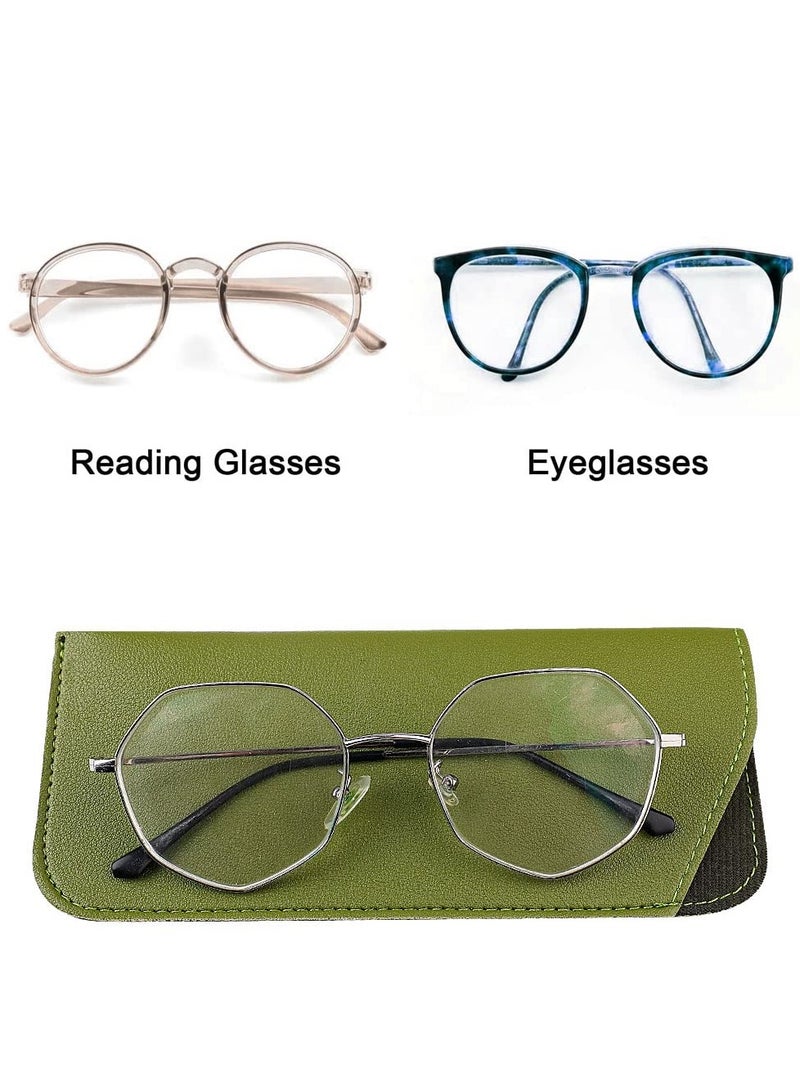 4 Pack Soft Glasses Cases, Reading Glasses Case PU Leather Sunglasses Spectacles Bag Anti-Scratch Eyeglasses Pouch Case for Women Men Kids