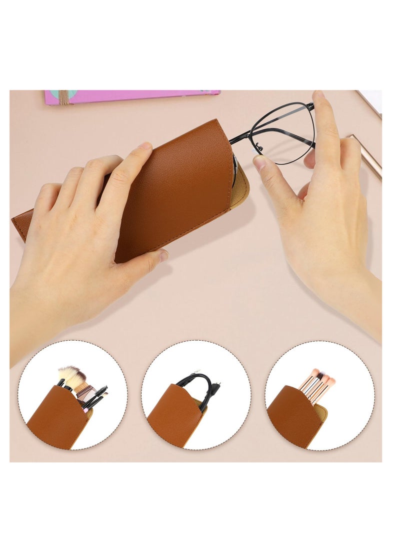 Soft Glasses Cases, 8 Pack Leather Reading Eyeglasses Case Portable Glasses Case Soft Pouch Leather Sunglasses Pouch for Women Men Kids Adults (Color-2)