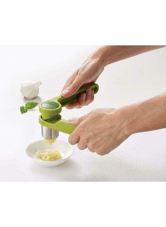 20102 Helix Garlic Press Mincer Ergonomic Twist Action Hand Juicer Green Stainless Steel