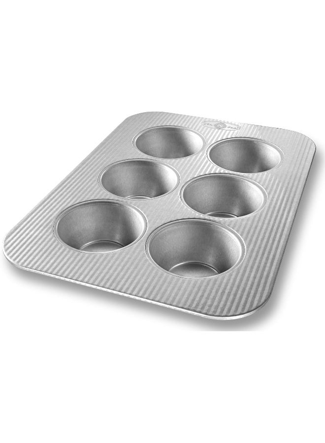 Jumbo Texas Muffin Pan 6 Well Nonstick And Quick Release Coating Aluminized Steel