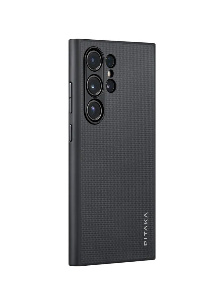 Carbon Case for Samsung Galaxy S24 Ultra Case 6.8 Inch Compatible with Mag Safe Protective S24 Ultra Case 1500D Aramid Fiber Made Pin Button Case - Black