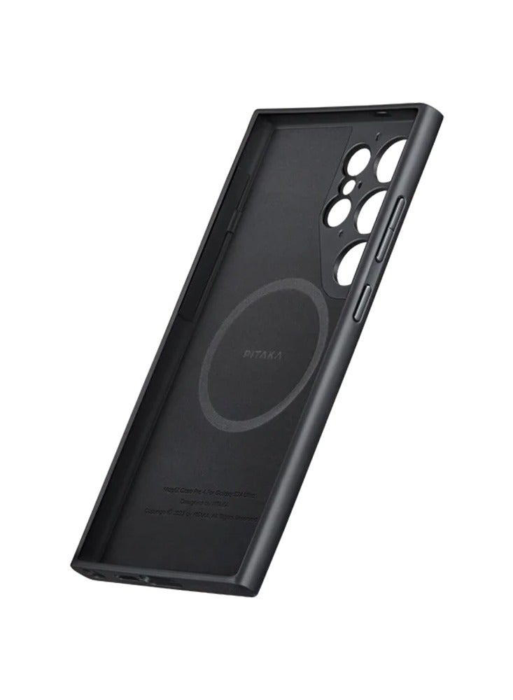 Carbon Case for Samsung Galaxy S24 Ultra Case 6.8 Inch Compatible with Mag Safe Protective S24 Ultra Case 1500D Aramid Fiber Made Pin Button Case - Black