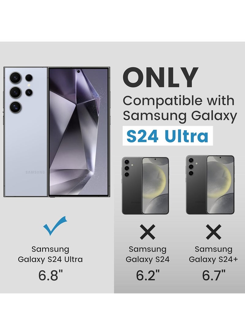 Carbon Case for Samsung Galaxy S24 Ultra Case 6.8 Inch Compatible with Mag Safe Protective S24 Ultra Case 1500D Aramid Fiber Made Pin Button Case - Black