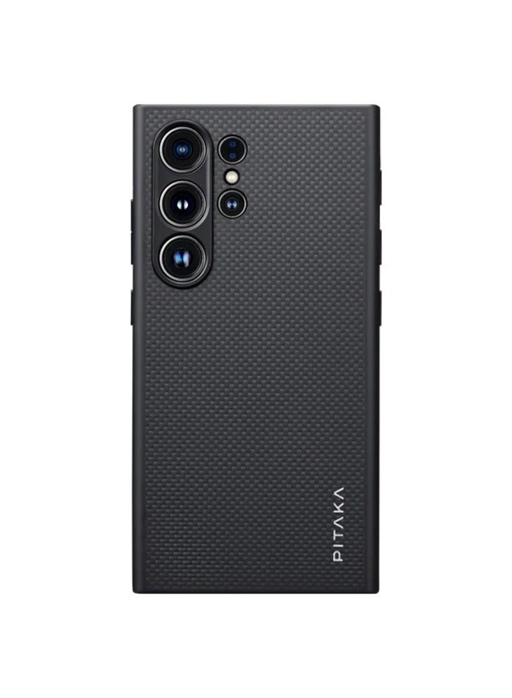 Carbon Case for Samsung Galaxy S24 Ultra Case 6.8 Inch Compatible with Mag Safe Protective S24 Ultra Case 1500D Aramid Fiber Made Pin Button Case - Black
