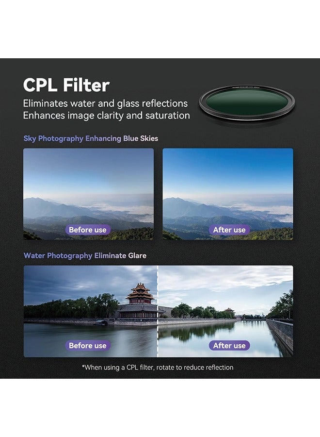 Magnetic Circular Polarizers Filter, 58 MM Phone CPL Filter + Magnetic Phone Case for iPhone 15 Pro Max, Mutil Resistant Coated Super Slim CPL Lens Filtter with HD Optical Glass