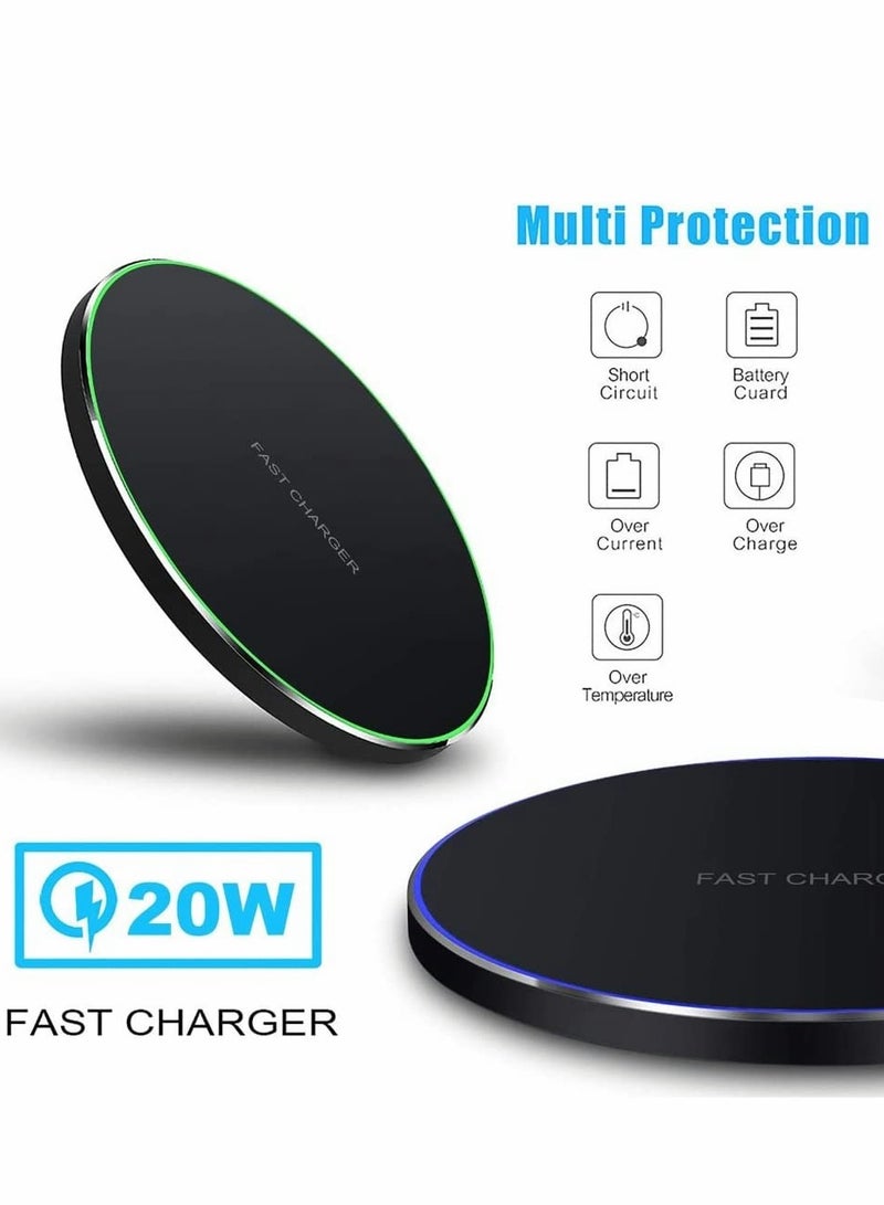 20W Max Fast Wireless Charging Pad Qi Certified for iPhone 13/12/SE/11/X Pro/2 15W Charge Mats Samsung S22/S21/S20/Note 20/10 Galaxy Buds/Buds+ (20W-Black)