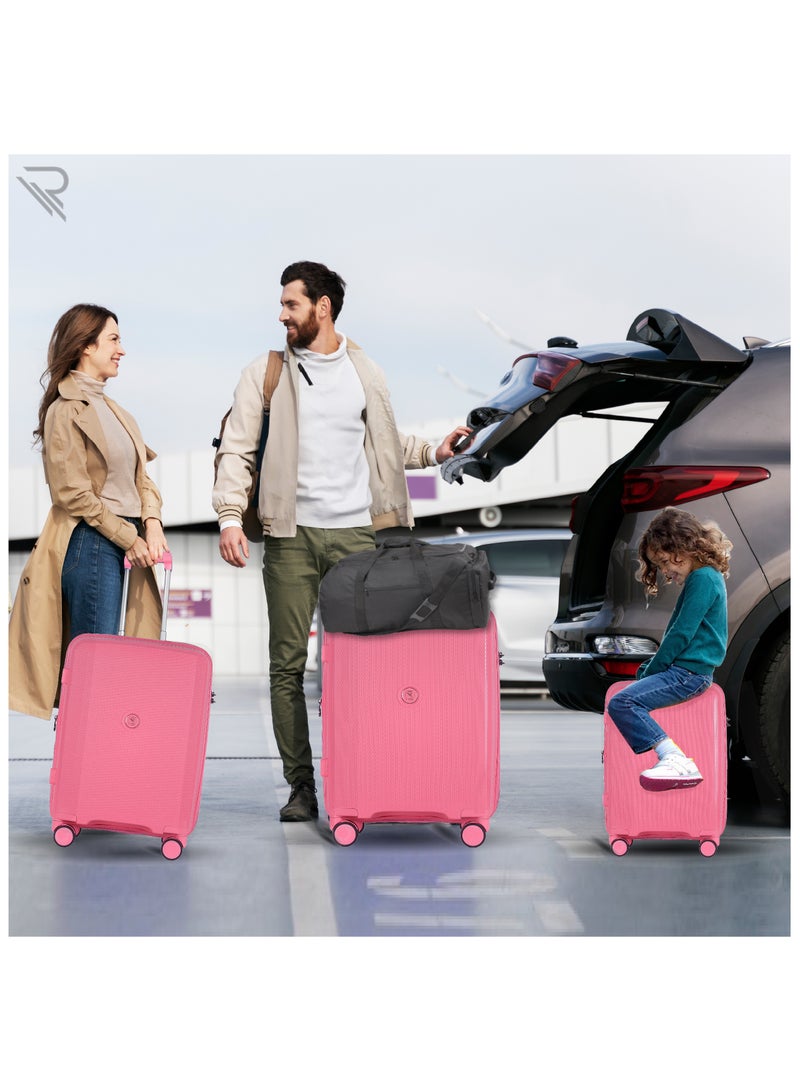 ISTANBUL theme PP Suitcase, Durable, Lightweight Hardshell, Telescopic Handle,  Vertical Series Travel Luggage Trolley with 4 Quiet 360° Wheels and TSA Lock (20-Inch Carry-On, Pink)