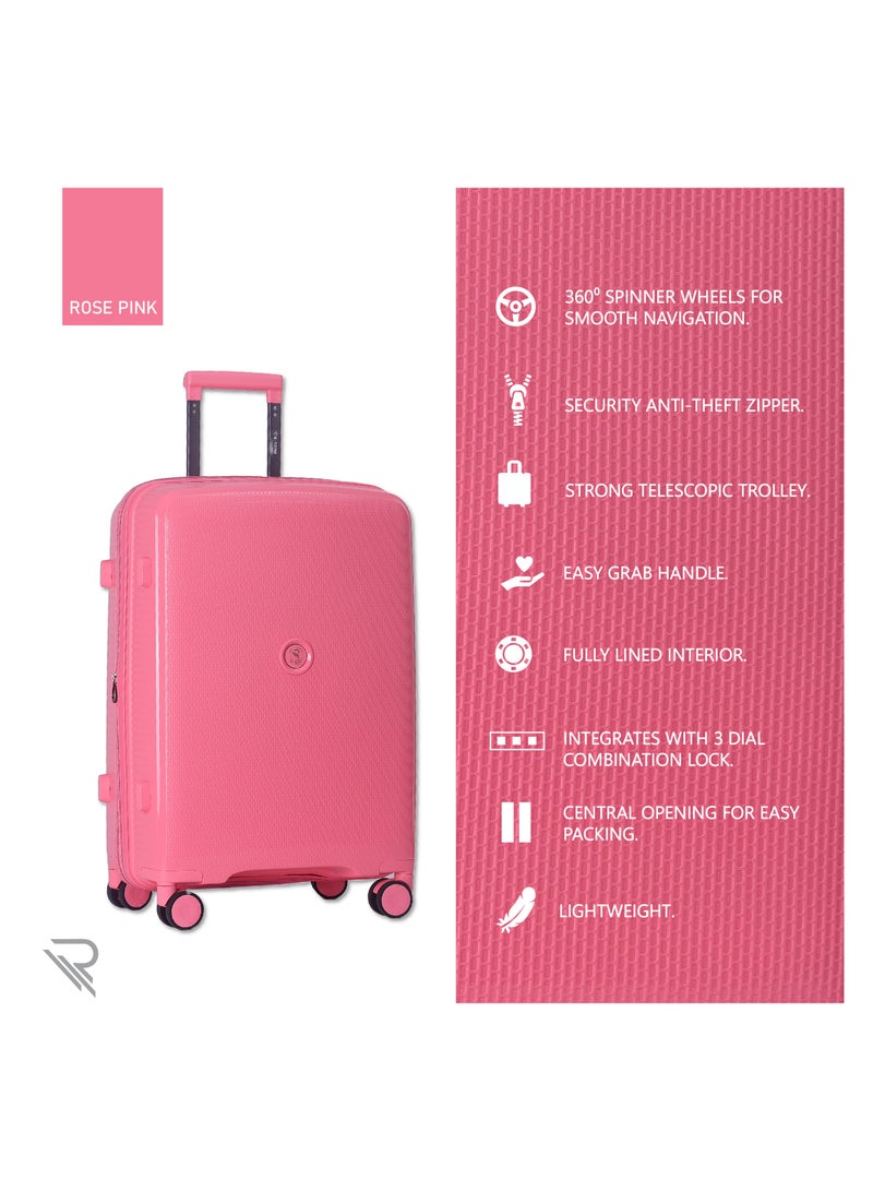 ISTANBUL theme PP Suitcase, Durable, Lightweight Hardshell, Telescopic Handle,  Vertical Series Travel Luggage Trolley with 4 Quiet 360° Wheels and TSA Lock (20-Inch Carry-On, Pink)