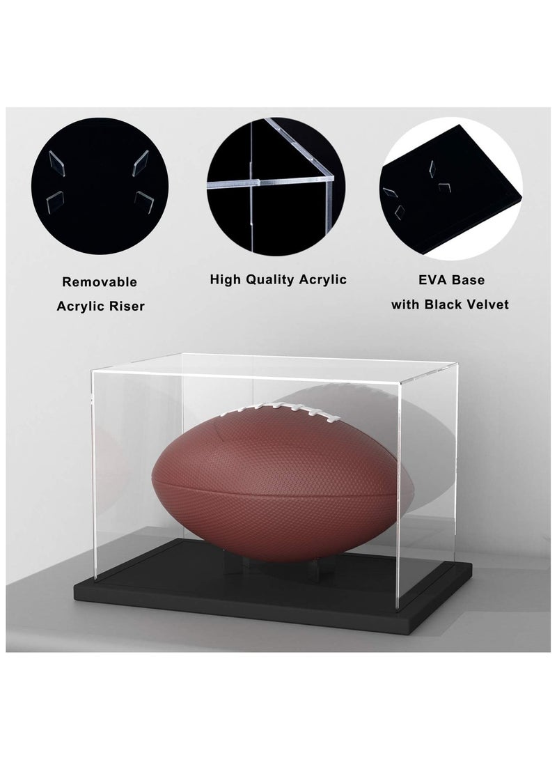 Clear Self-Assembly Acrylic Display Case with Black Velvet Base, Deluxe Dustproof Showcase, Cube Countertop Box for Collectibles, Home Organization (12x8x8 inch)