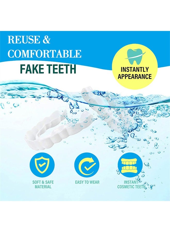 Simulated Dentures for Upper and Lower Teeth, Silicone Non-Porous Braces, Denture Decoration, Natural and Comfortable, Protect Your Teeth and Restore a Confident Smile, for Men and Women