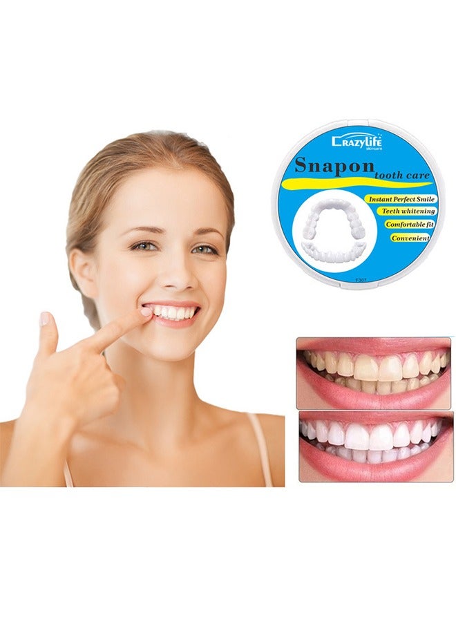 Instant Veneers Dentures, Upper Lower Teeth Artificial Dentures Silicone Prosthetic Teeth Decoration, Cosmetic Veneers Teeth Temporary Fake Teeth Smile Teeth Veneers, for Men Women with Bad Teeth